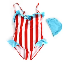 Купальник для девочек, женский слитный купальник с оборками и бретельками, купальник, пляжная одежда, купальный костюм