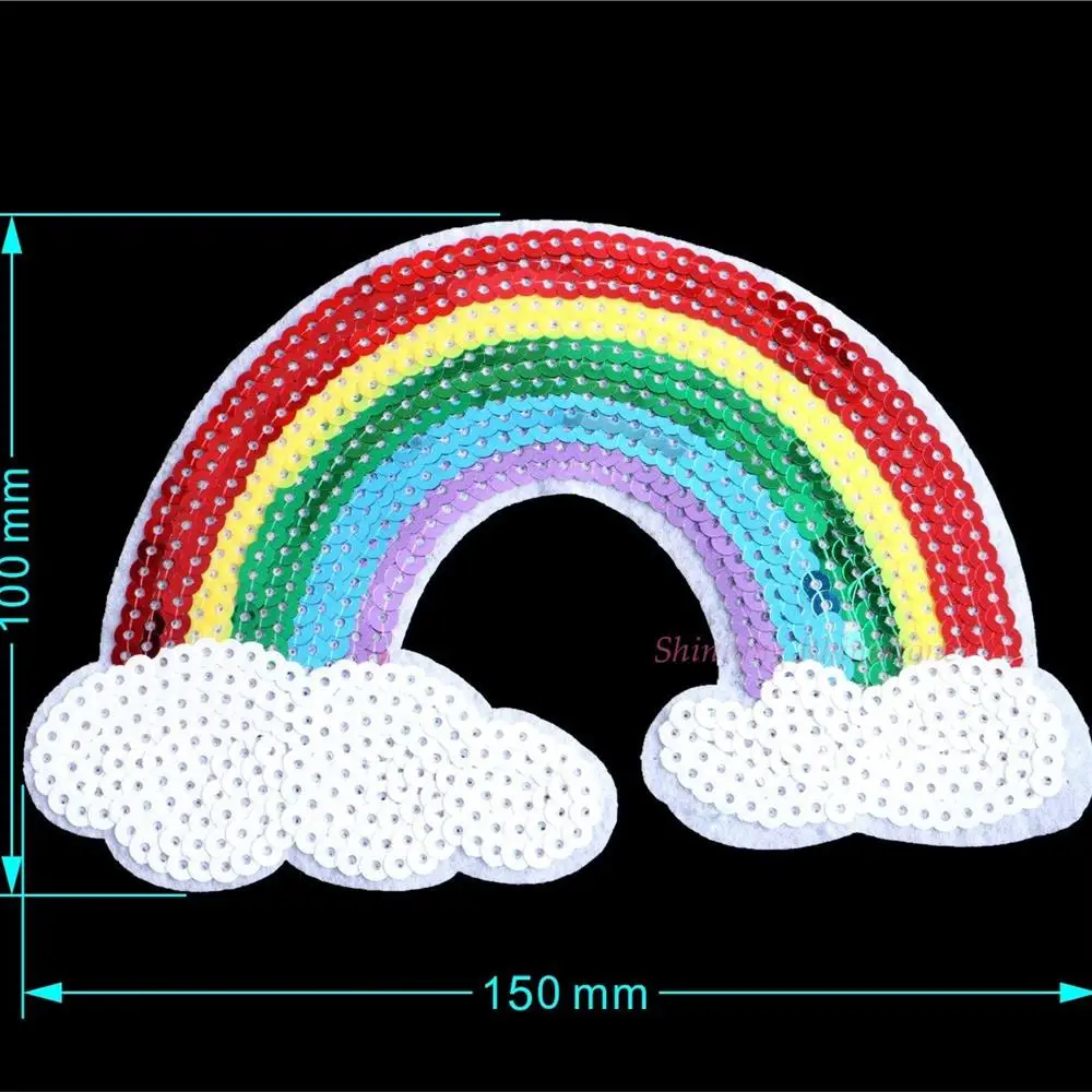 1 шт. блестки большая Радуга железная нашивка вышитая ткань нашивки пришить на одежду аппликации DIY исправление для одежды мотив два размера