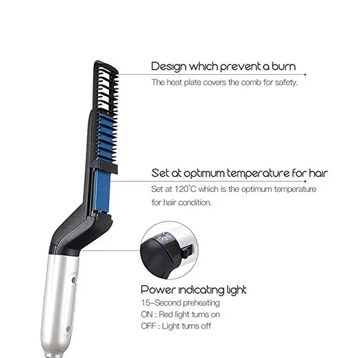 Выпрямитель для бороды, электрическая Горячая расческа для волос для мужчин, многофункциональная Расческа для укладки