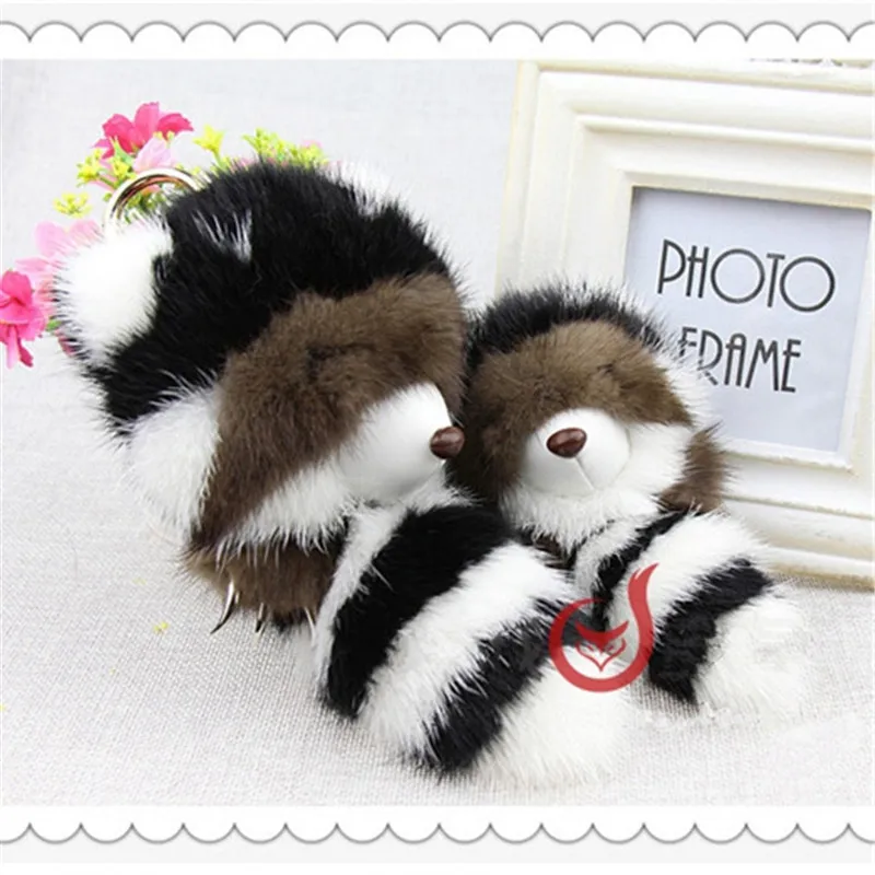 NEW Mink Fur Bear Girl Keychain Cute Key Chain Pom Pom Women Key Holder Bag NEW Mink Fur Bear Girl Keychain Cute Key Chain Pom Pom Women Key Holder Bag