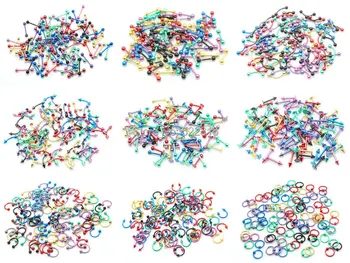 

90pcs mix design tongue ring earring eyebrow ring lip jewelry cbr captive rings wholesale body piercing jewelry mix lots