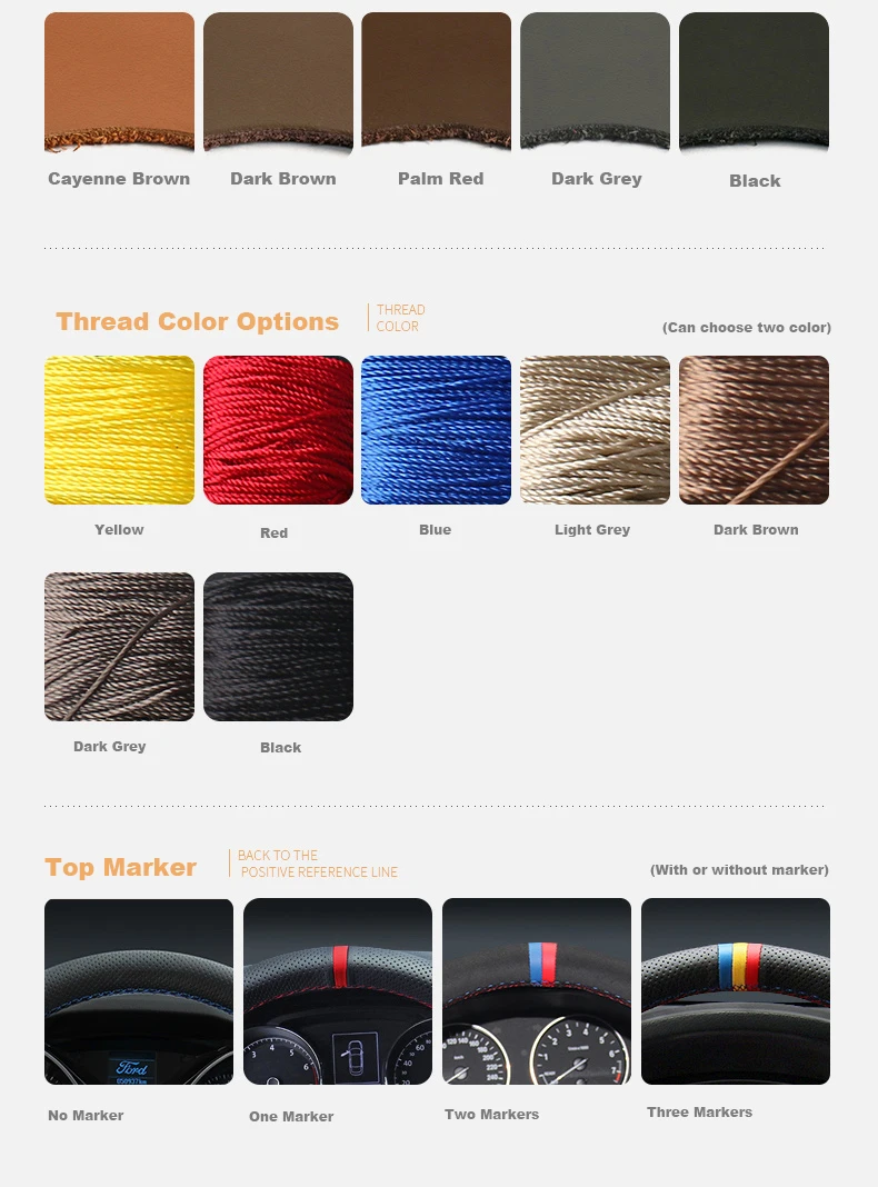 customization genuine leather steering wheel cover 02