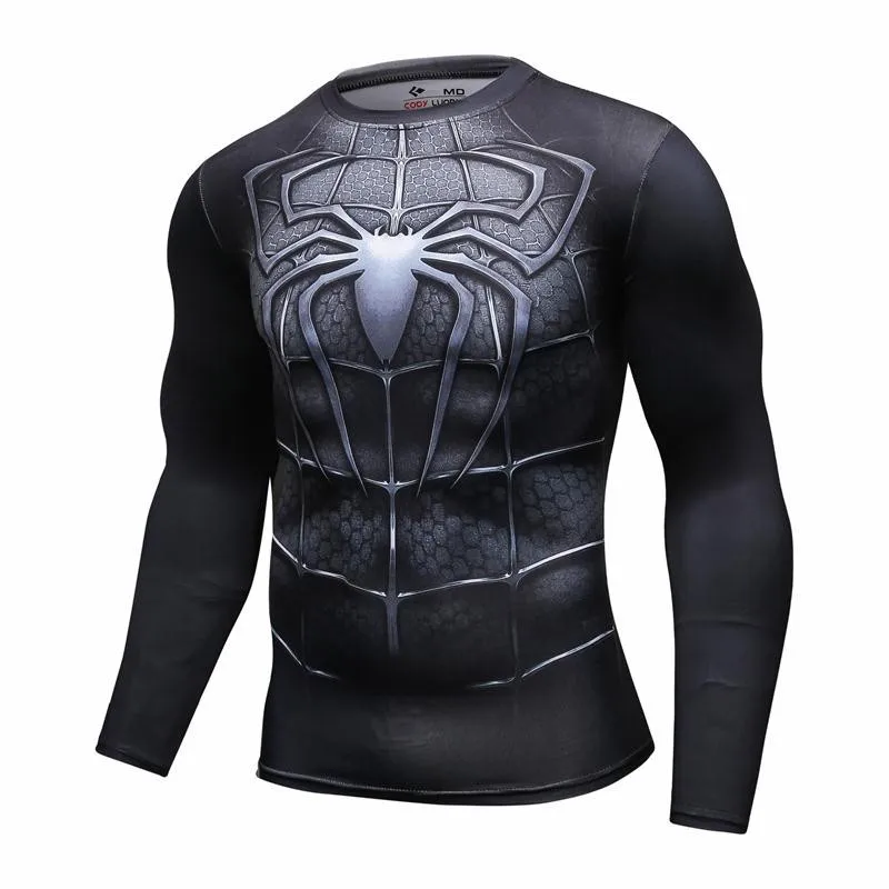 Черная Мужская компрессионная Футболка Venom Человек-паук футболки с длинными рукавами для фитнеса ММА Бодибилдинг спортивная одежда топы - Цвет: 6