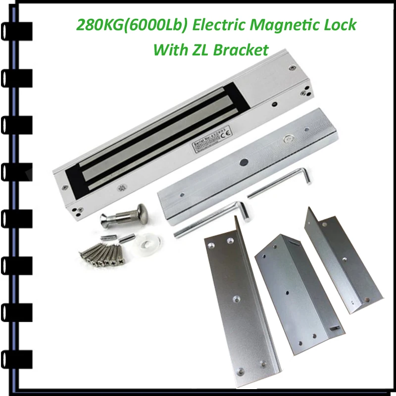 

280kg 600lb electric magnetic lock + ZL Bracket for Access Control System Lock Hold Bracket for metal wooden door