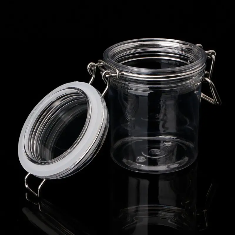 VFGTERTE 1PC 120ml/450ml/500ml/1500ml PET Storage Bottle with Airtight Seal Lid Round Clip Top Food Container Jars Home Kitchen