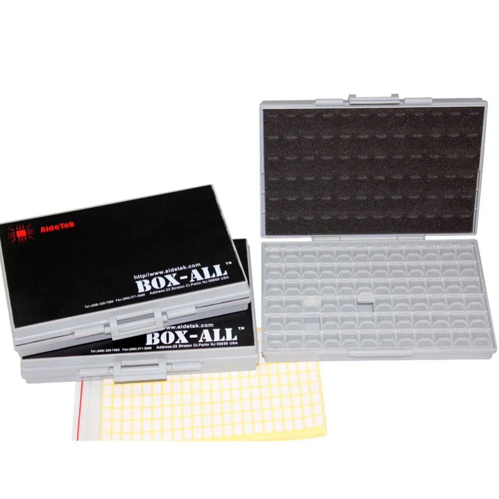 AideTek 3 SMT Resistor Storage Box Enclosure 1206 0805 72 Compartments 198 Labels plastic part box 3BOXALL72 AideTek 3 SMT Resistor Storage Box Enclosure 1206 0805 72 Compartments 198 Labels plastic part box 3BOXALL72