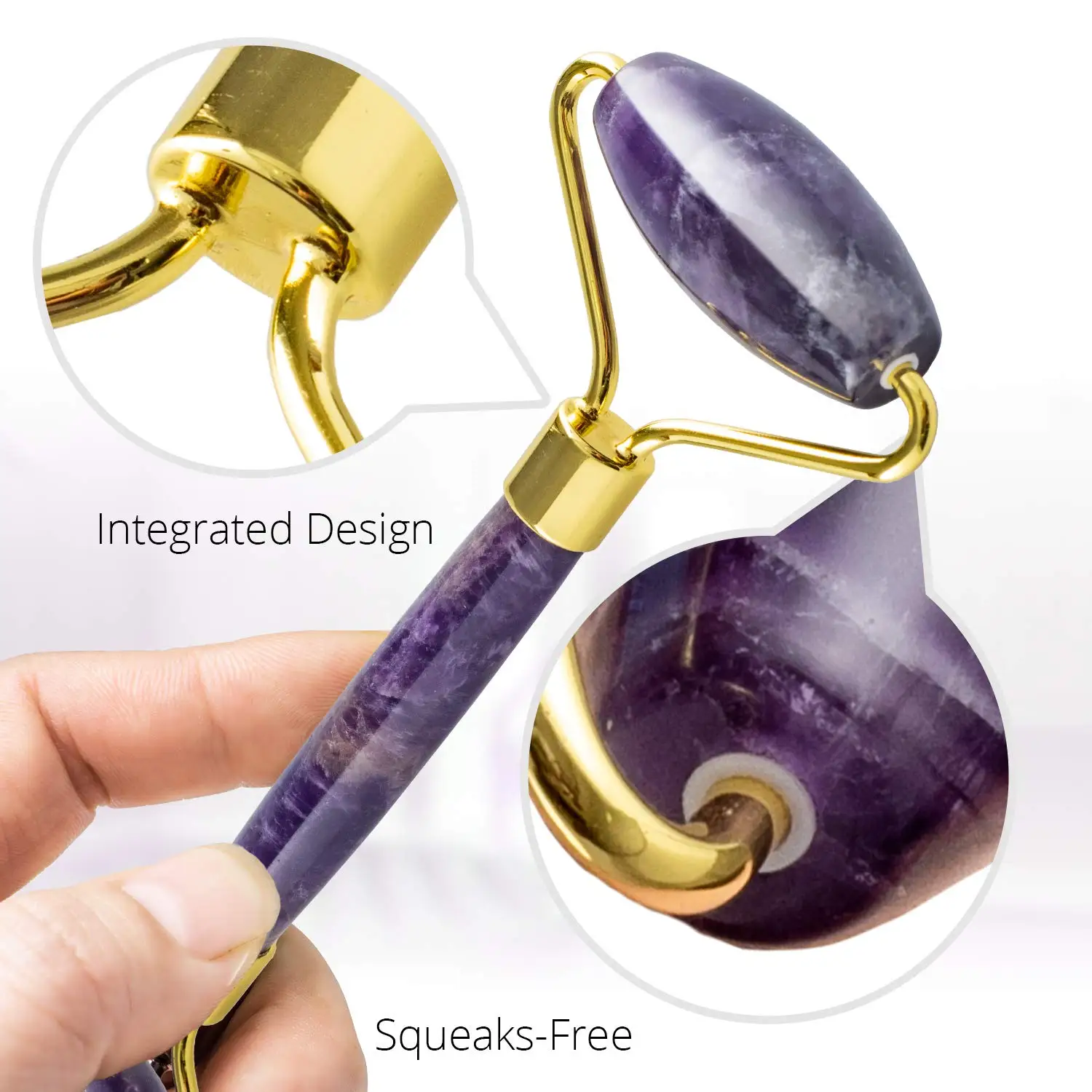 Фиолетовый кристалл нефритовый ролик инструмент для лица натуральный Нефритовый камень для морщин, антивозрастной-аутентичный с коробкой