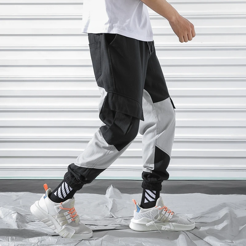 New Cargo Harem Pink Pants Mens Casual Joggers Baggy Trousers Harajuku Streetwear Hip Hop Pants Men Fashionable Sweatpants