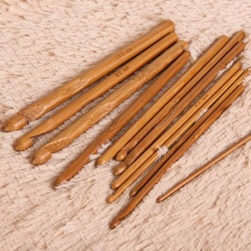 12 Размер 15 см бамбуковый вязальный крючок спицы для вязания Вязание плетение пряжа ремесла DIY Инструменты для вязания крючком иглы