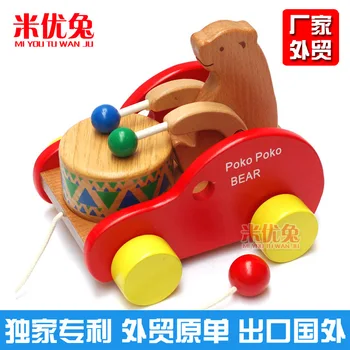 

Wooden bear drums wooden early education creative puzzle children toy toy push-pull