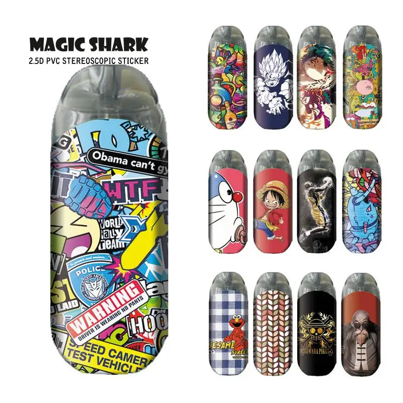 

Magic Shark Sesame One Peice Skull Dragon Ball PVC Sticker Case Cover for Zero E Cigarette Wrap Film for Zero 076-088