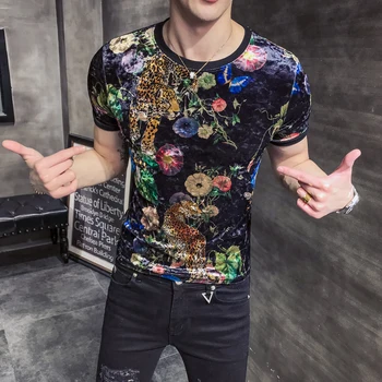 

T shirt men edition cultivate morality men with short sleeves printed web celebrity pleuche male short wave B333 3579 P45