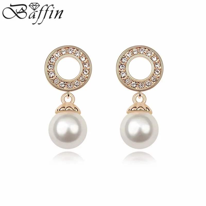 

Cinderella Simulated Pearl Earings gold-color dangle earrings 3 corlors option