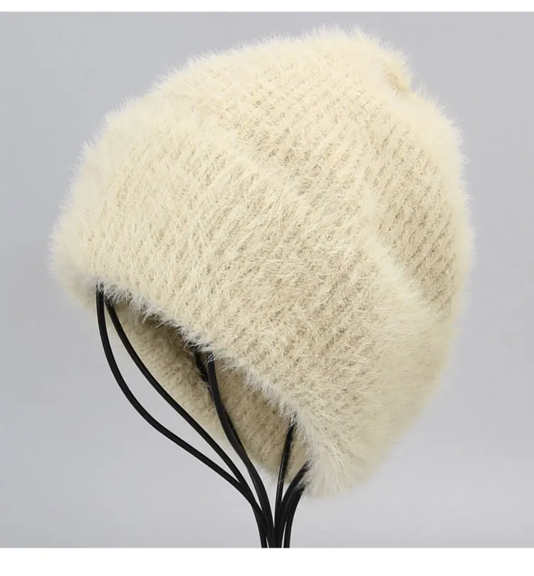 Женская зимняя шапка из искусственного норкового кашемира, шарф, набор из натурального меха лисы, помпоны, шапочки, сохраняющие тепло, шапочки Skullies, Шапка-бини