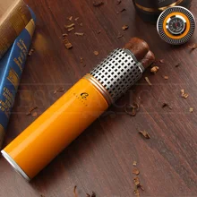 COHIBA металлический чехол для сигар с гигрометром и гигрометром, переносной чехол для сигар с 3 трубками