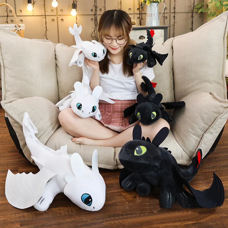 

35-60 Cm How to Train Your Dragon Toothless light Fury Toys Anime Figure Night Fury Dragon Plush Doll Toys For Children