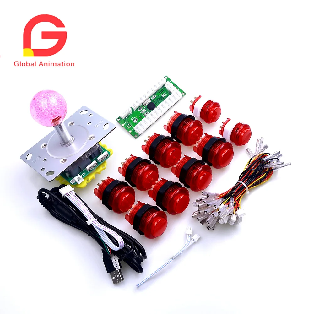 

Arcade Games Kits Parts DIY USB Encoder Board + Joystick + 10 X LED Lamp Button