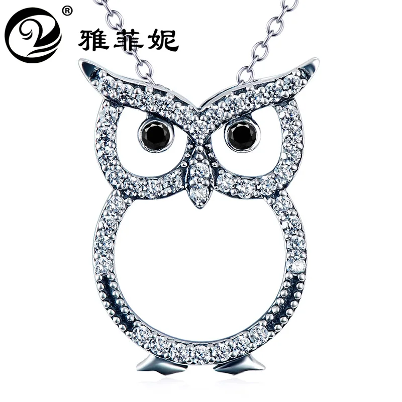 

925 sterling silver jewelry The owl pendant crystal necklace in Europe and the hot style accessories