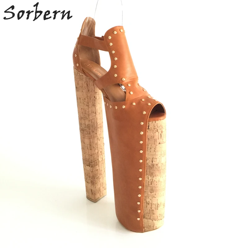 Sorbern/женские туфли-лодочки на очень высоком каблуке, на толстой платформе, на заказ; пикантная Фетиш-обувь; туфли-лодочки для подиума размера плюс EU34-46