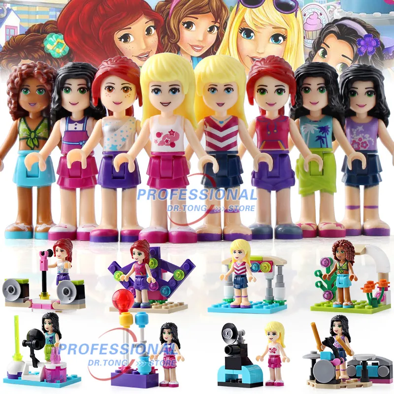 DR. TONG 80 шт./партия, концертный набор для девочек, модели строительных блоков, кирпичи, Мини-куклы, развивающие игрушки для детей, подарки