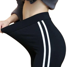 Plus Size 6XL Leggings Women Side Striped Legging Spring Autumn Fashion Female High Waist Gothic Black Leggins Pants RH715