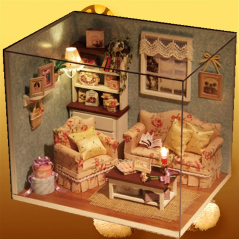 diy handmake wooden dollhouse miniature kit happy living room with cover furniture bedroom diy handmake wooden dollhouse miniature kit happy living room with cover furniture bedroom