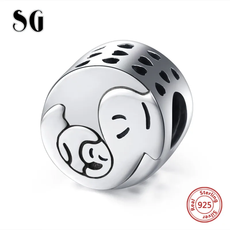 

Fit European Charms Bracelets sterling Silver 925 Cute Elephant baby and mom Beads diy fashion Jewelry making for women Gifts