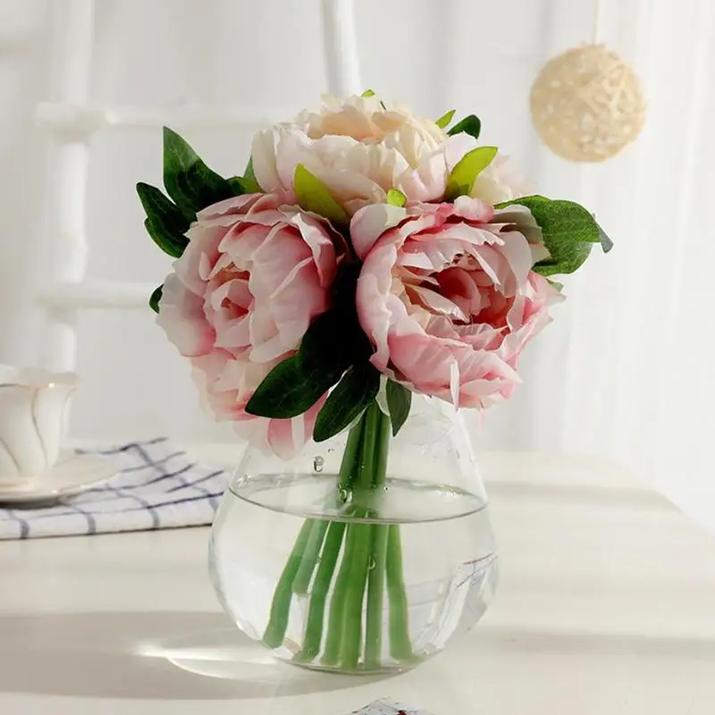 

1 Bunch Silk Peony Artificial Flowers Five Branch Simulation Peony Fake Plant Flower Bouquet Cloth For Home Wedding Party Decor