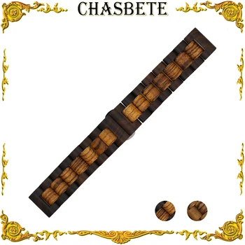 

22mm Wooden Watch Band for Luminox Stainless Steel Clasp Quick Release Strap Wrist Loop Belt Bracelet Black + Spring Bar + Tool