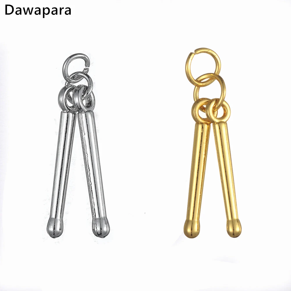 

Dawapara Drum Stick Musical Instrument Charm Gold/Rhodium Plated For DIY Necklace/Bracelets Making Findings Accessories 5pcs