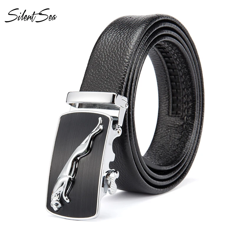 

Silentsea Genuine Leather Belt Male Fashion Leather Girdle Brand Design Automatic Buckle Waistband Business Cowskin Trouser Belt