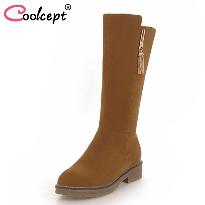Coolcept font b Women b font Flat Heels Boots Plush Fur Winter font b Women s