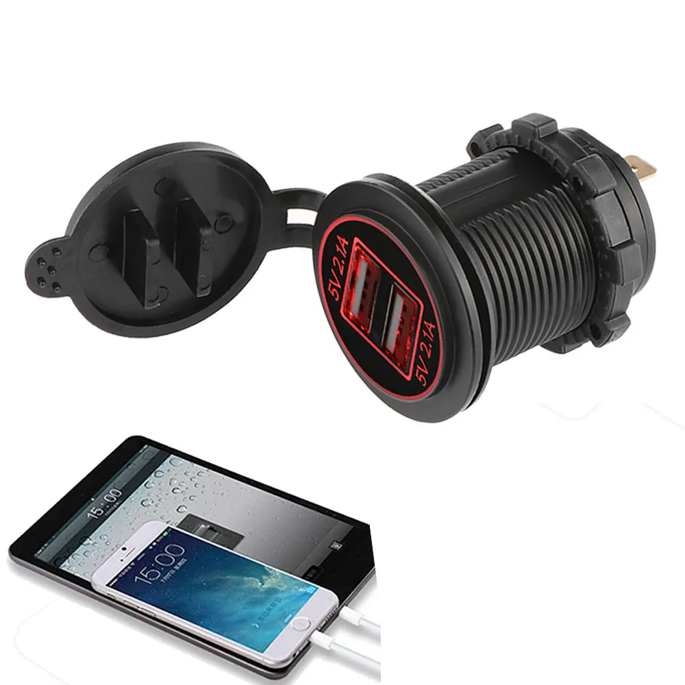 

1Pcs Car Boat Motorcycle 4.2A LED Dual USB Charger Socket Charger Power Adapter Outlet Power 12-24V Modification Accessory