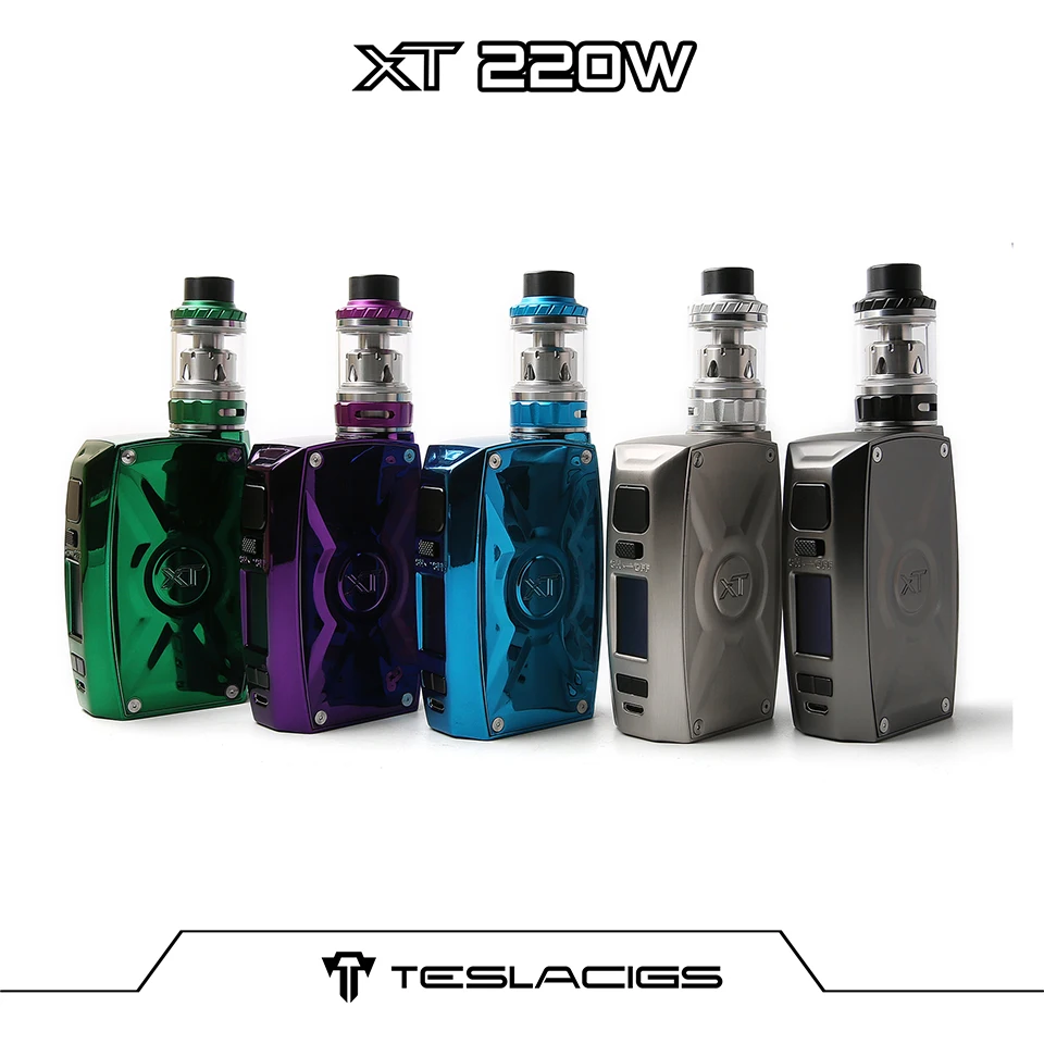 

Original Tesla XT 220W Kit with Tallica Mini Tank Teslacigs E-cigarette Vape Kit with RGB LED Mode Dual 18650 battery Vaporizer
