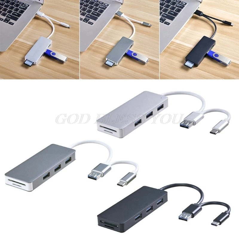 USB 3,0 + Micro USB Тип C SD Micro SD CF устройство чтения карт памяти 3 порты USB 3,0 хаб для Android смартфон планшеты портативных ПК