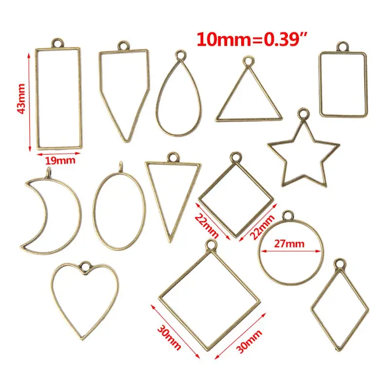 14 шт геометрическая форма металлическая рамка Набор сделай сам эпоксидная смола УФ кристалл силиконовые формы ювелирные изделия кулон изготовление