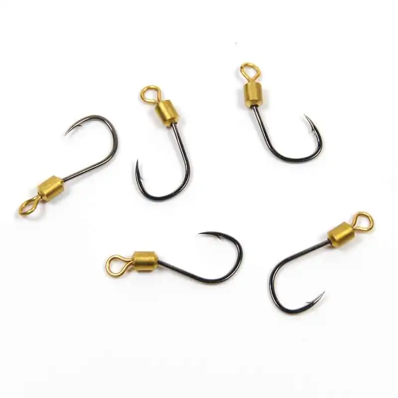

5PCS Rolling Swivel with Fishing Hook for Both Fresh Water and Saltwater Fishing Rig Making Hook
