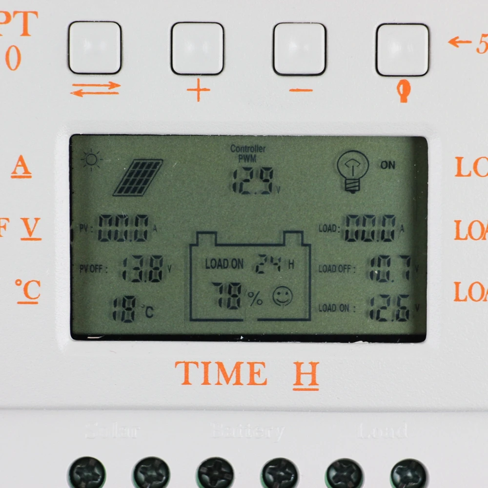 Контроллер солнечной зарядки 20A PWM & MPPT ЖК дисплей 12 В 24 макс. 520 Вт PV светильник с