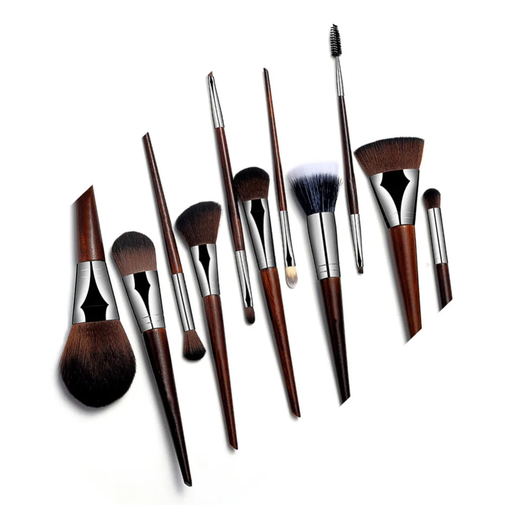 

High-end Rosewood Professional Makeup Brushes Set Foundation Powder Blush Eyeliner Eyeshadow Make Up Tools Kits 11pcs/set