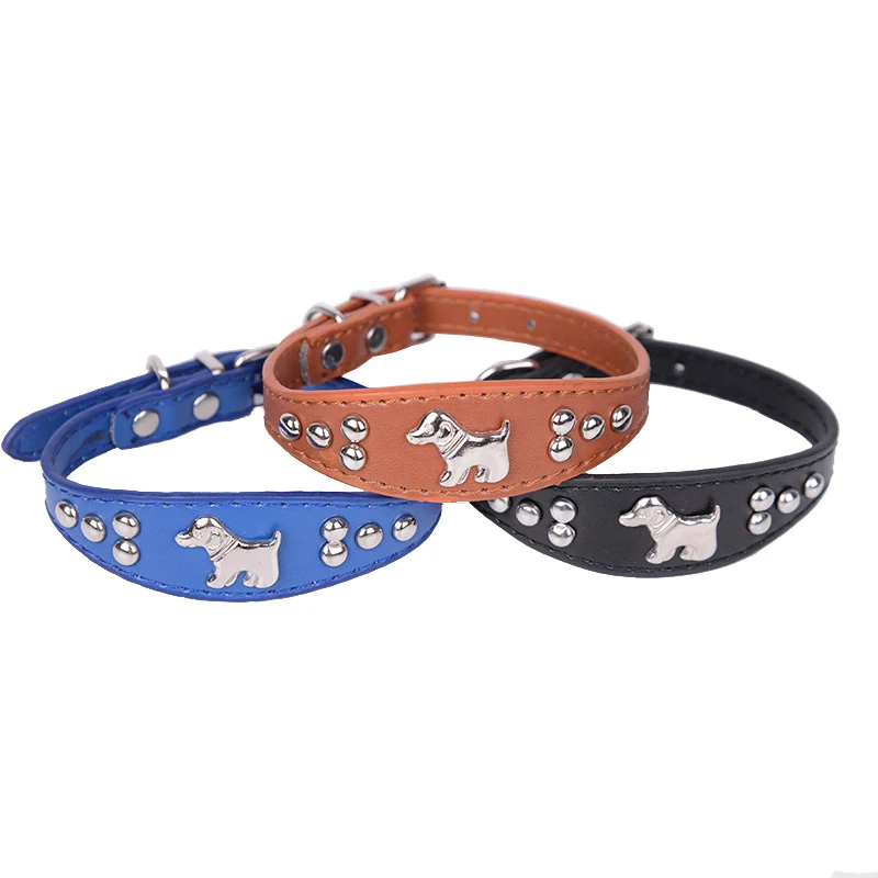 XPangle Dog Collar PU Leather Personalized Dog Accessories for Chihuahua Bulldog Mosaic Pet Collar Strap Necklace Pet Supplies