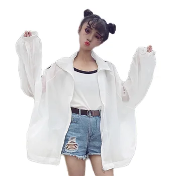 

Summer Big size women's Breathable sun protection jacket loose baseball suits sun protection clothing jacket casual thin coat