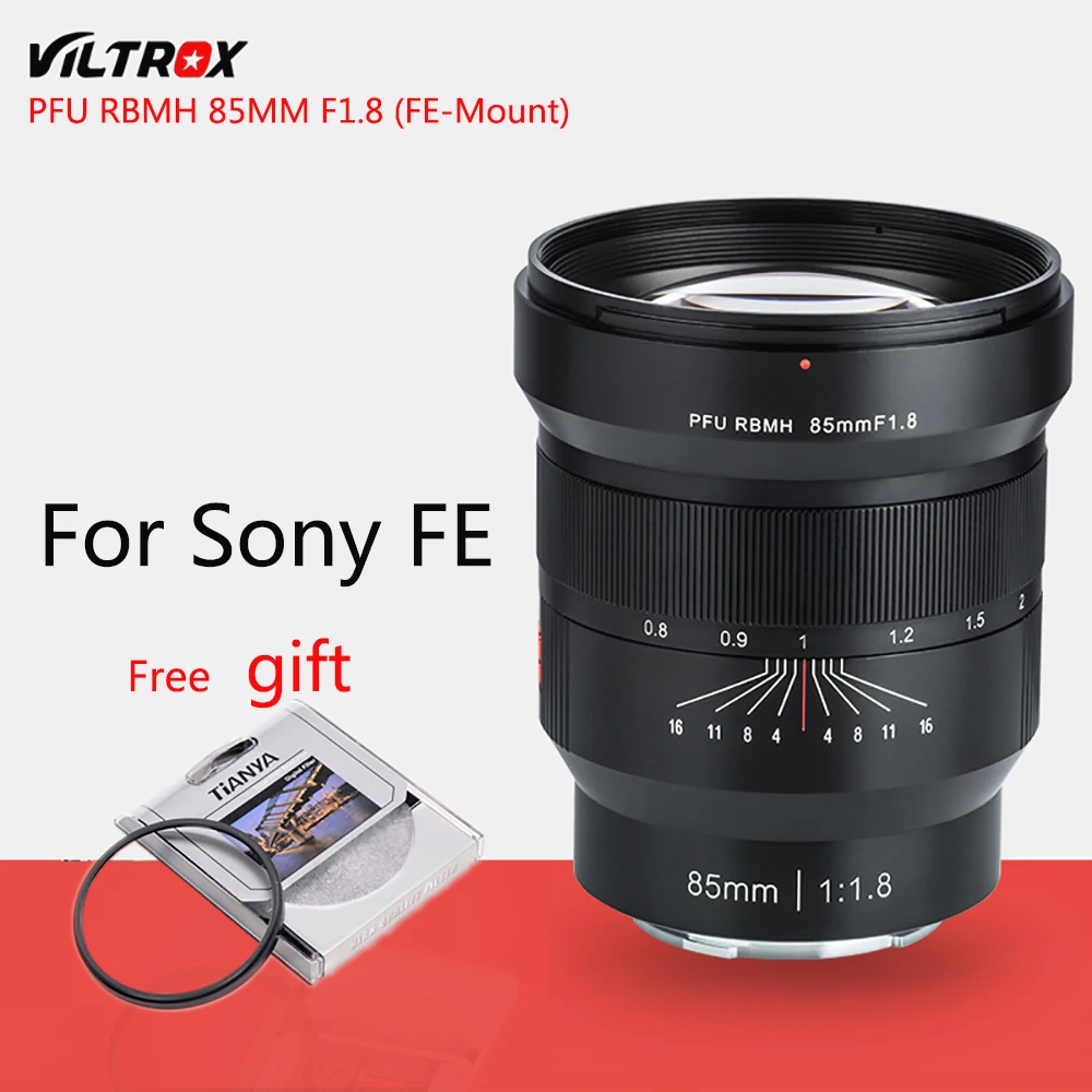 

VILTROX 85mm f/1.8 Full-Frame Manual Fixed focus lens Fixed Focus F1.8 aperture lens for Camera Sony FE-mount A9 A7M3 A7R3 6500