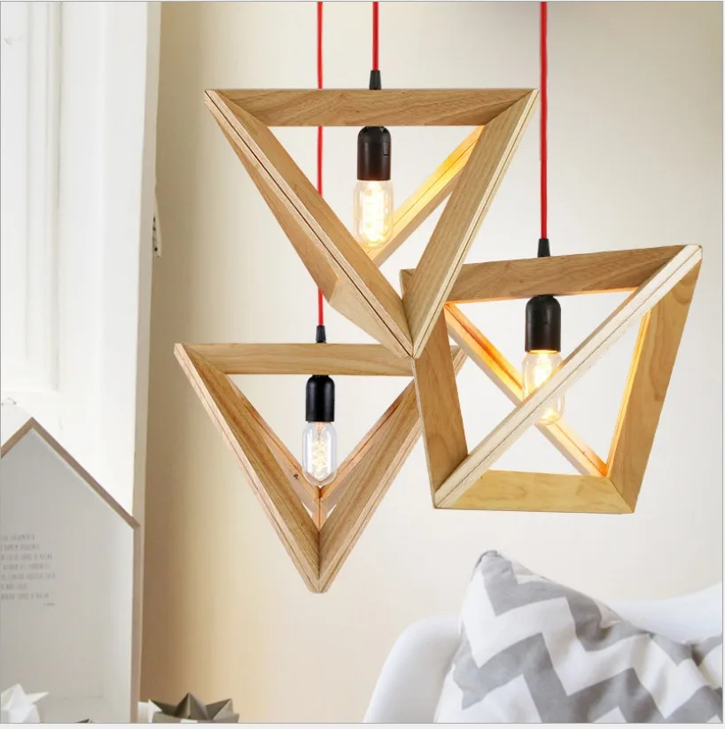 

Vintage Cord Pendant lights wood socket Retro lamp colorful wire wooden chandelier ceiling pendant lamp For Dining Room