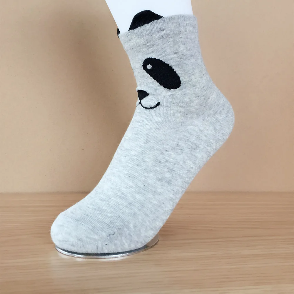 Для женщин носки для девочек 3D печатных прекрасные панды животных носки с ушками Harajuku Kawaii хлопок мультфильм обувь утепленная одежда - Цвет: grey
