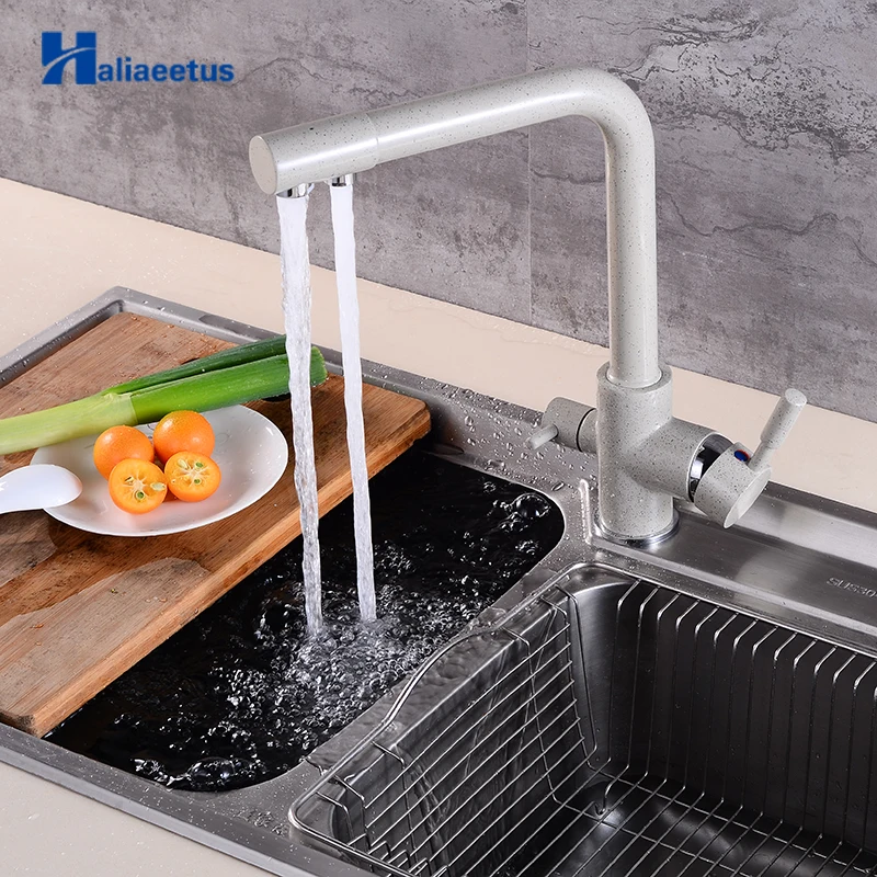 Kitchen Filtered Faucet Water With Dot Brass Purifier Faucet Dual Sprayer Drinking Water Tap Vessel