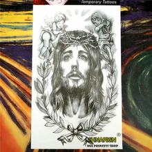 SHNAPIGN Jesus Flash TTemporary татуировки боди-арт, 12*20 см флэш тату наклейка s, водонепроницаемая мнимый хна для татуировки татуировка, наклейка на стену