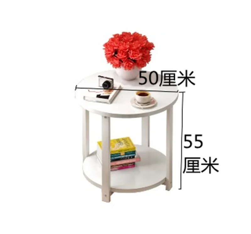 Creative Small Round Coffee Table Simple Modern SimpleSofa Side 2 Layers Computer Desk Table Living Room Funiture 50*55cm