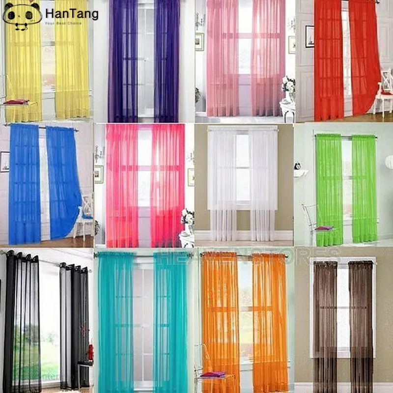 200/270cmx100cm Solid Voile Window Curtains Sheer Door Drape Transparent Tulle Panel For Home Decor Living Room Bedroom Kitchen | Дом и сад