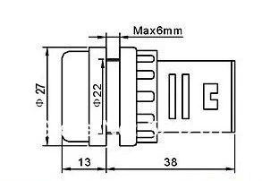 1 шт. 12 В 24 в 110 В 220 В 380 В 22 мм светодиод для монтажа на панель мощность Индикатор Пилот сигнала свет лампы