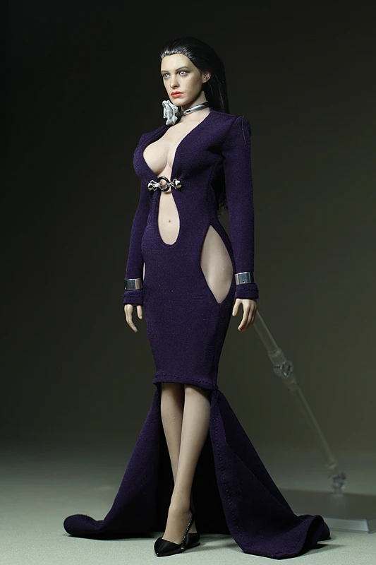 

Mnotht Custom 1/6 Scale Female Solider Purple Sexy Long dress Fit Medium Chest Big Chest For PH HT Glue Body l30